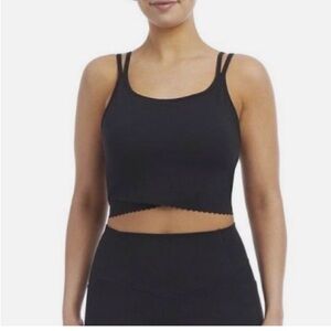 Danskin Scallop Black Salt Crop Tank Bra Top